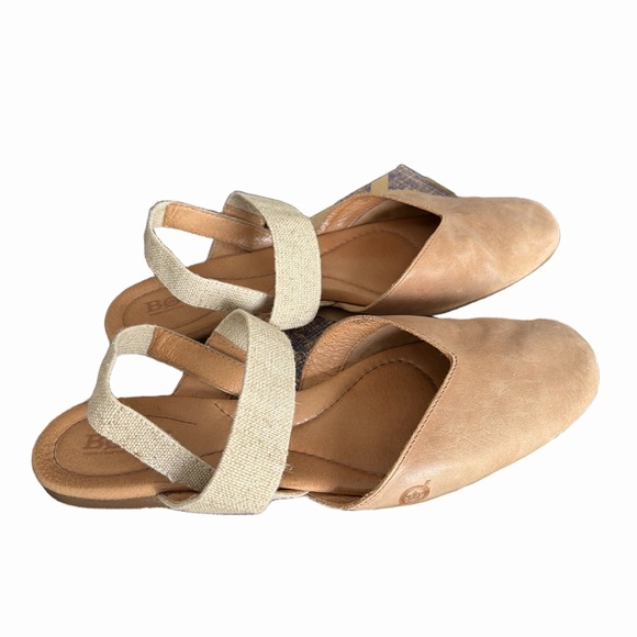 Born Shoes - Born Tan Women's Chulu Flats with Elastic Strap. Size 9